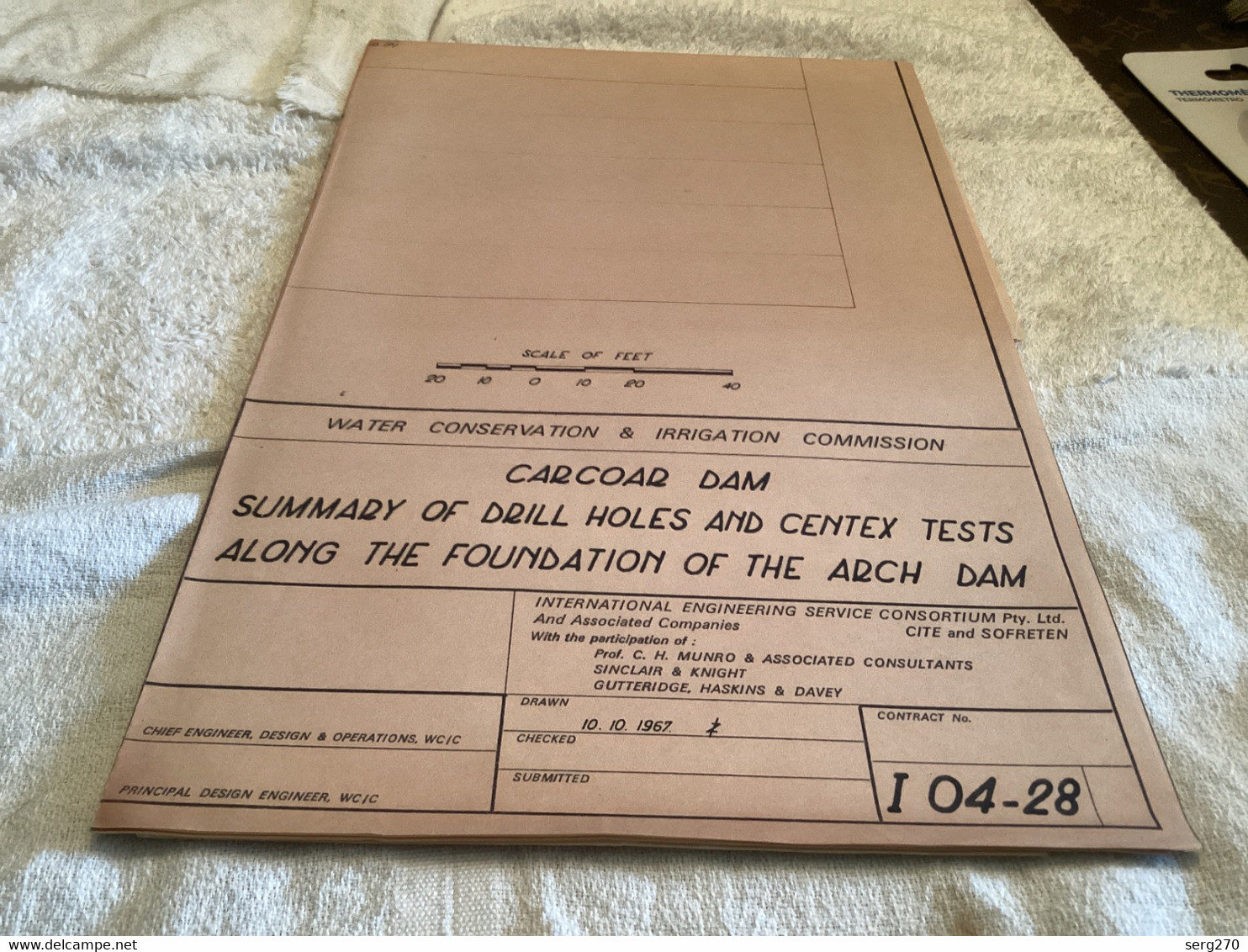 Plan WATER CONSERVATION AND IRRIGATION  CARCOAR DAMScale: 20 Feet +0 On Inch INTERNATIONAL ENGINEERING SERVICE CONSORTIU - Arbeitsbeschaffung