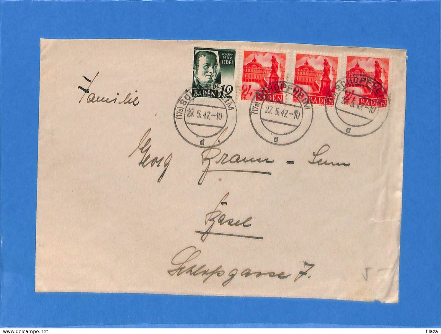 Allemagne Zone Française 1947 Baden - Lettre De Schopfheim à La Suisse (G6100) - Baden