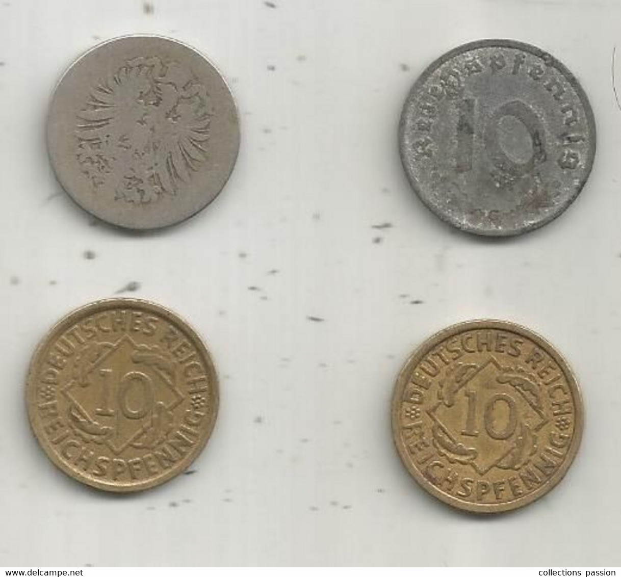 Monnaie , Allemagne , 10 Pfennig , 1871 ,1929 , 1930 ,1940, LOT DE 4 MONNAIES - Sonstige & Ohne Zuordnung