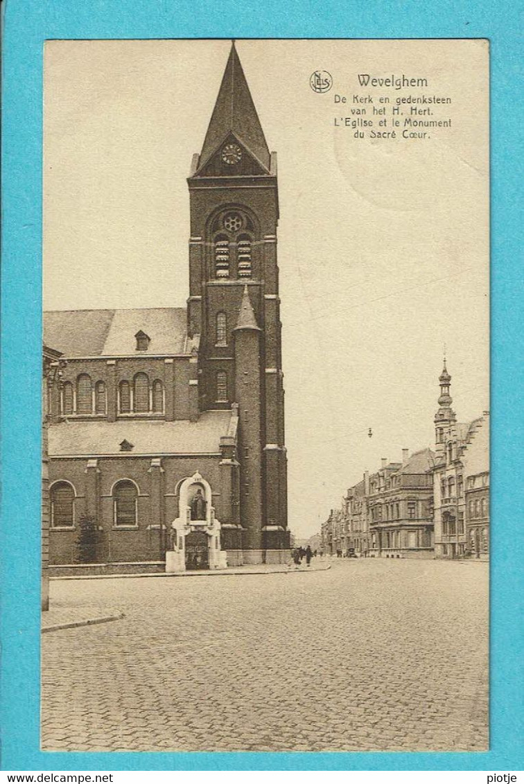 * Wevelgem - Wevelghem (West Vlaanderen) * (Nels, Uitg Joseph Boussier) Kerk En Gedenksteen H. Hart, église, Monument - Wevelgem