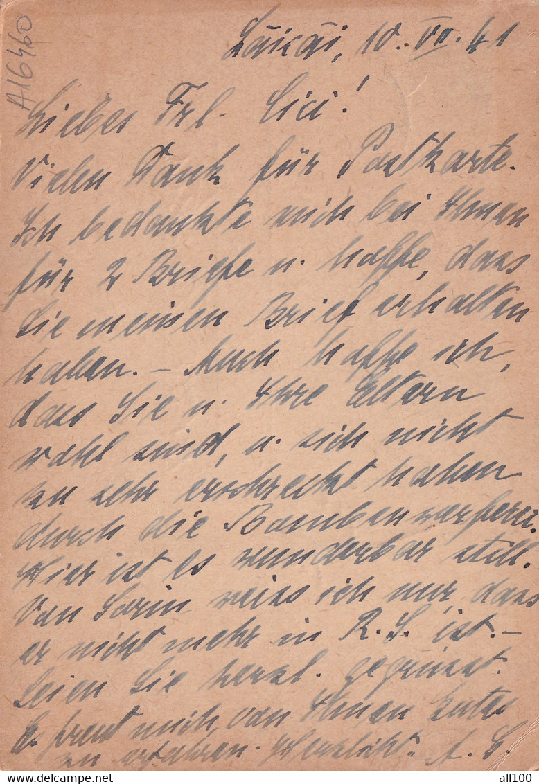 A16460 - MILITARY LETTER  POSTAL STATIONERY CENZORED CAMPULUNG MUSCEL  KING MICHAEL 4 LEI 1941 - Lettres 2ème Guerre Mondiale