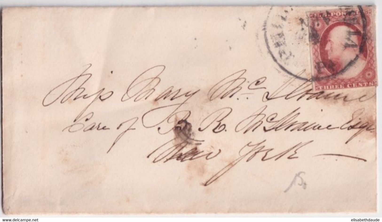 AVANT 1900 - USA - TYPE NON DENTELE 1851 Sur ENVELOPPE => NEW YORK - Lettres & Documents