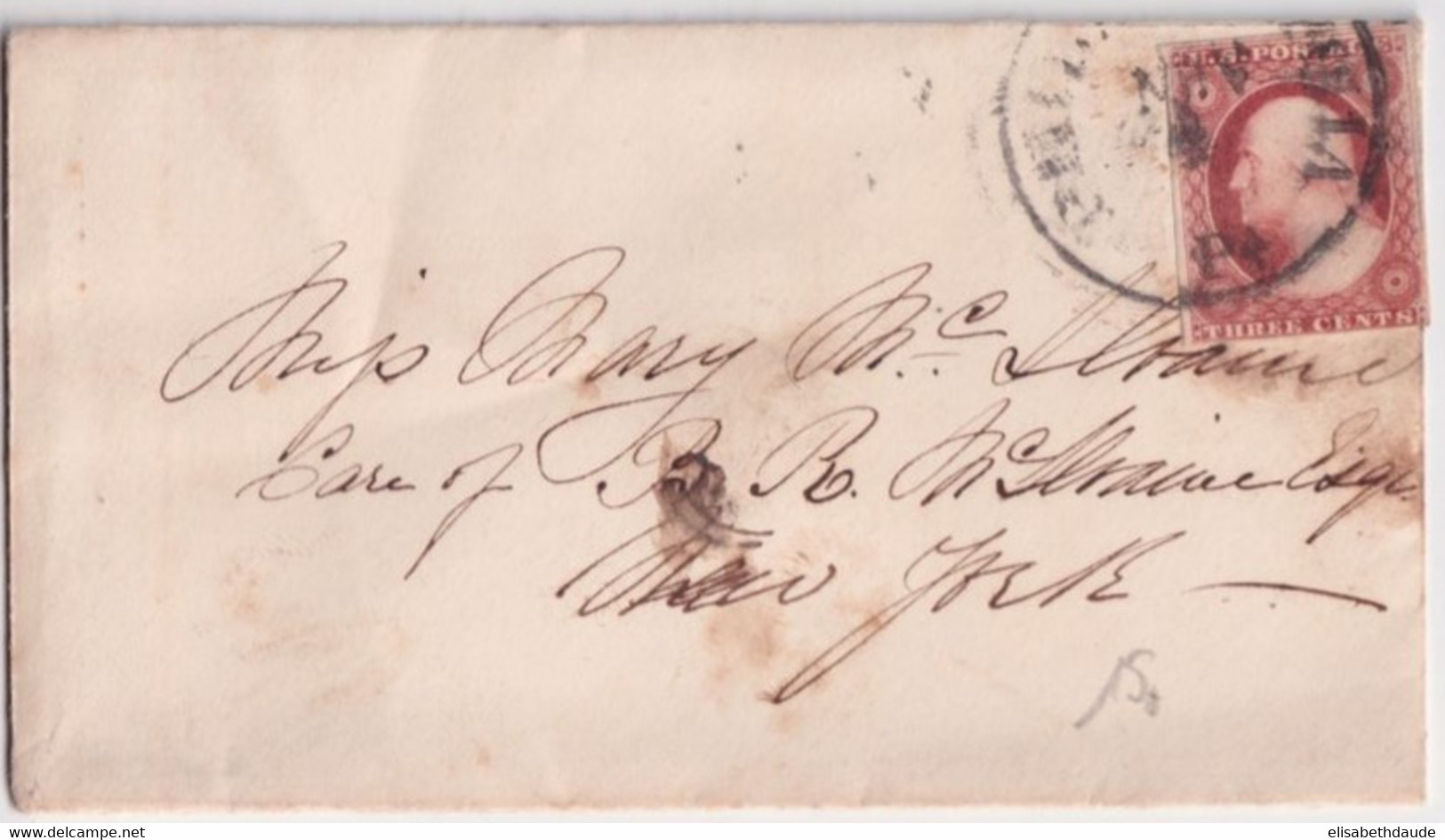 AVANT 1900 - USA - TYPE NON DENTELE 1851 Sur ENVELOPPE => NEW YORK - Storia Postale