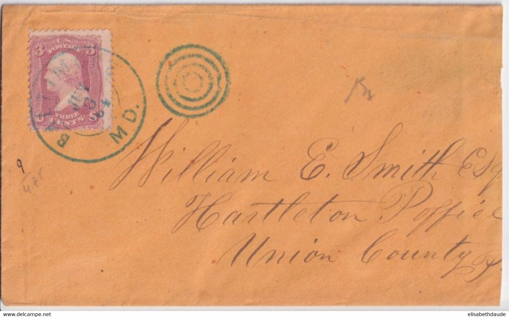 1864 - USA - ENVELOPPE De BALTIMORE => HARTLETON - Briefe U. Dokumente
