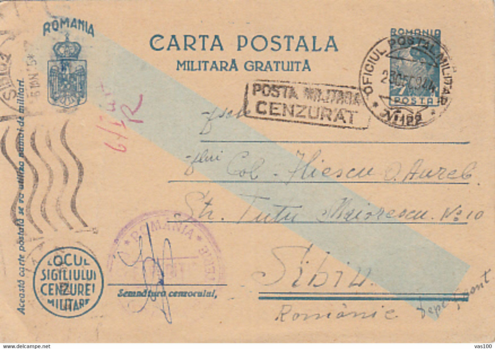 WW2, MILITARY CENSORED, KING MICHAEL PC STATIONERY, ENTIER POSTAL, 1944, ROMANIA - 2. Weltkrieg (Briefe)