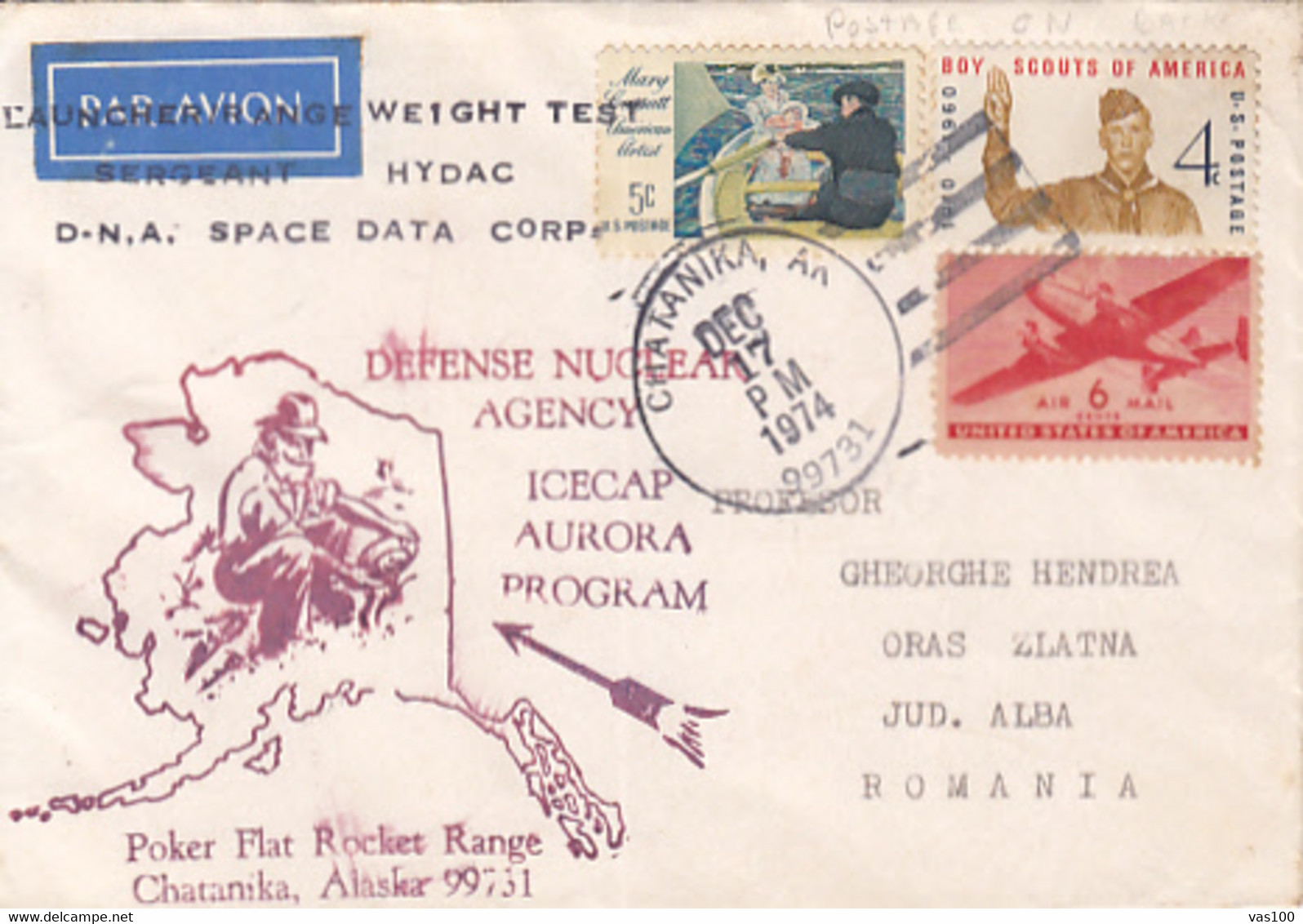 NORTH POLE, ICECAP AURORA PROGRAM, NORTHERN LIGHTS, SPECIAL COVER, 1974, USA - Autres & Non Classés