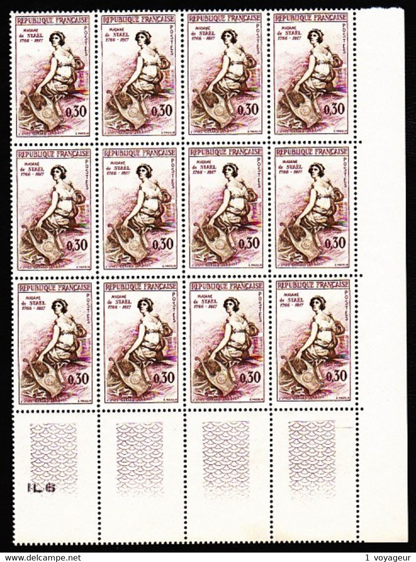 1269 - 30c Mme. De Staël - Bloc De 12 Timbres - Coin De Feuille - Neuf N** - Très Beau - Unused Stamps