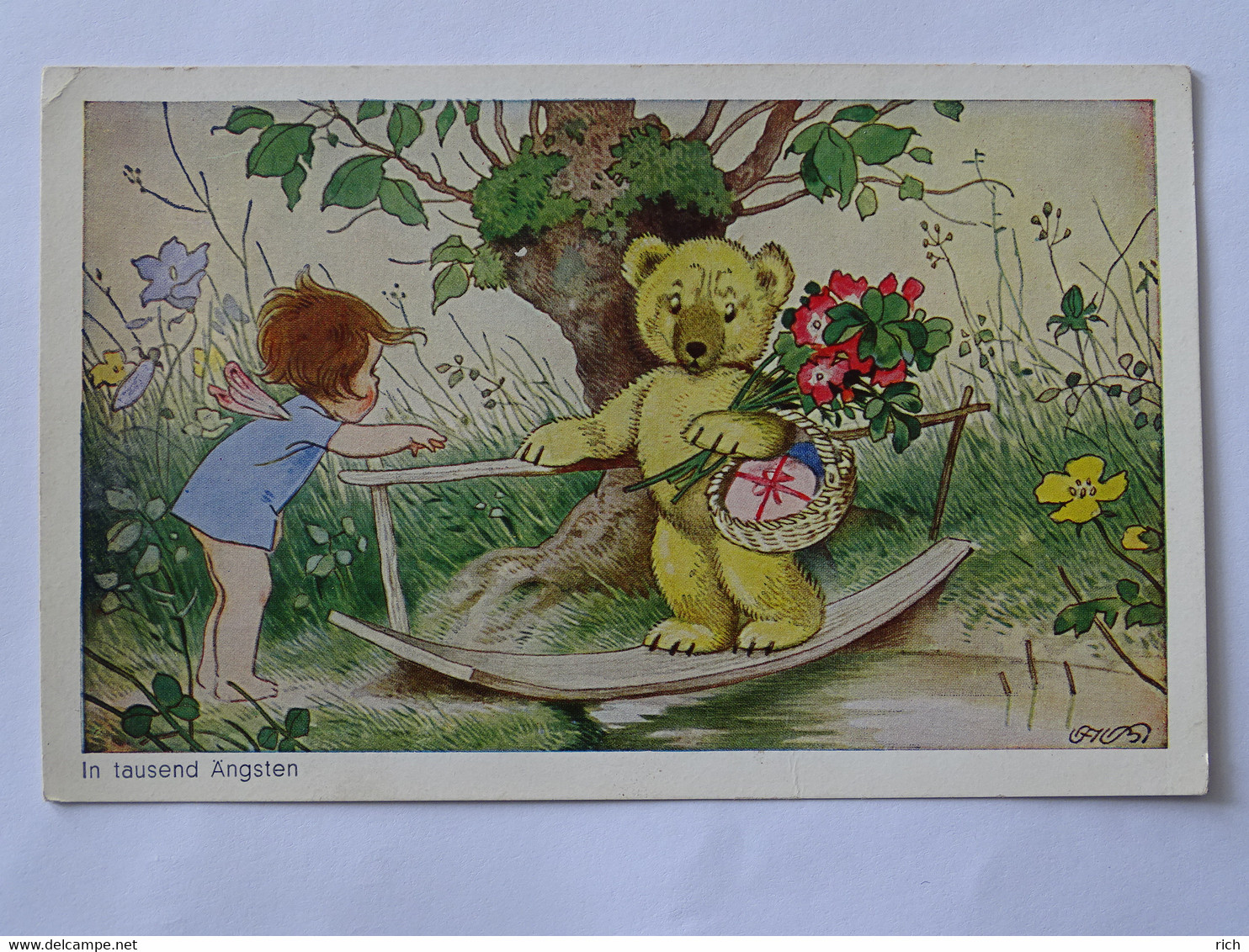 CPA Illustrateur Fritz Baumgarten - 5187 - In Tausend Angsten - Enfant Ange, Ours Sur Un Pont - Baumgarten, F.