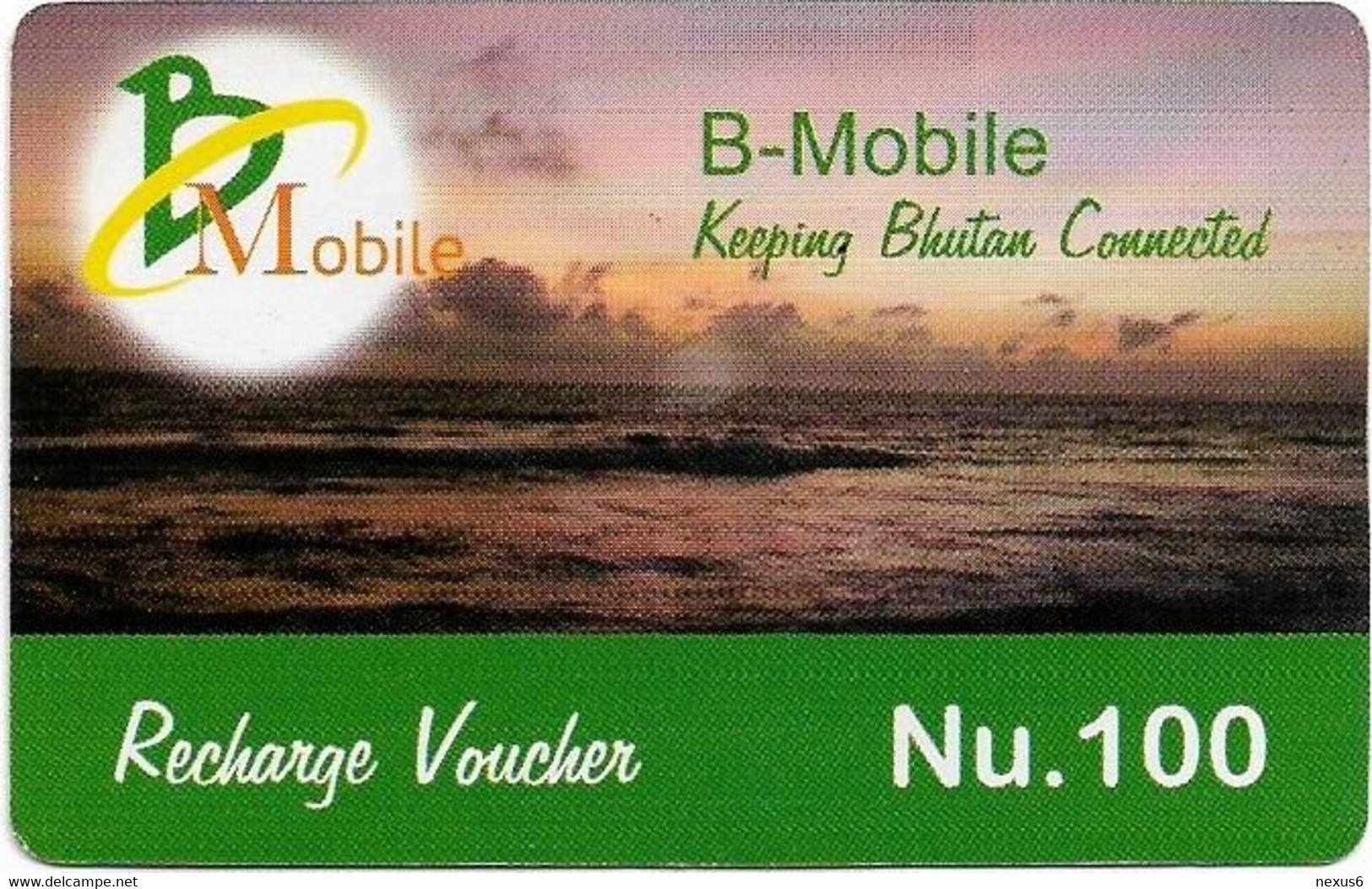 Bhutan - BMobile - Recharge Voucher, Afternoon Landscape - GSM Refill 100Nu, Used - Bután