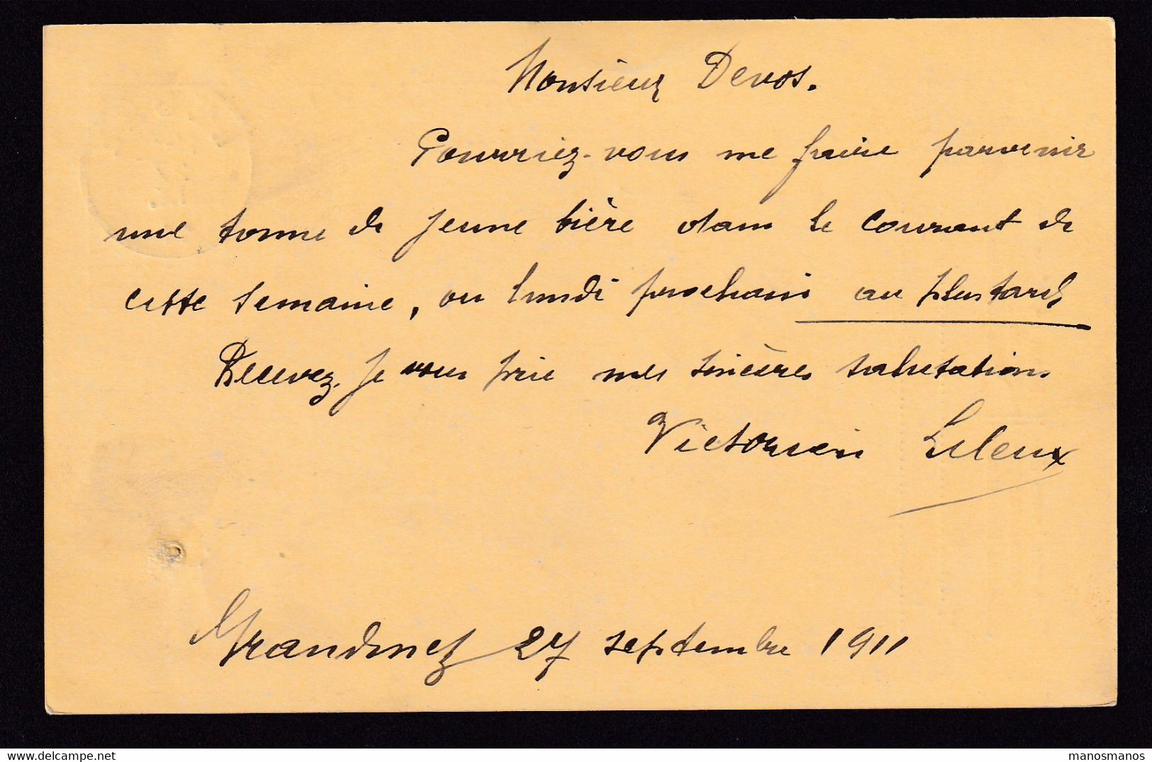 37/018 - BRASSERIE Belgique - Vers Brasseur Devos-Lecluselles à LEUZE 1911 Sur Entier Postal Ex GRANDMETZ - Cervezas