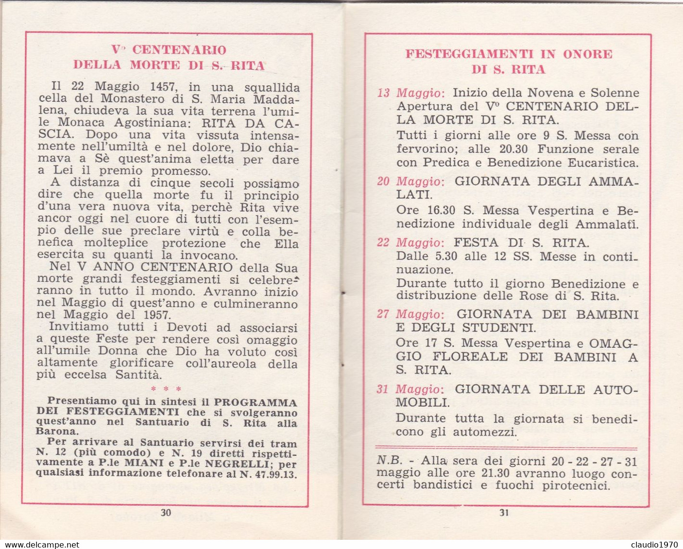 LIBRETTO - LA MADONNA  - LA VOCE DI S. RITA - N.8 - 20 APERILE 1956 - IL PIU GRANDE SANTUARIO IN ONORE DI S. RITA ALLA B