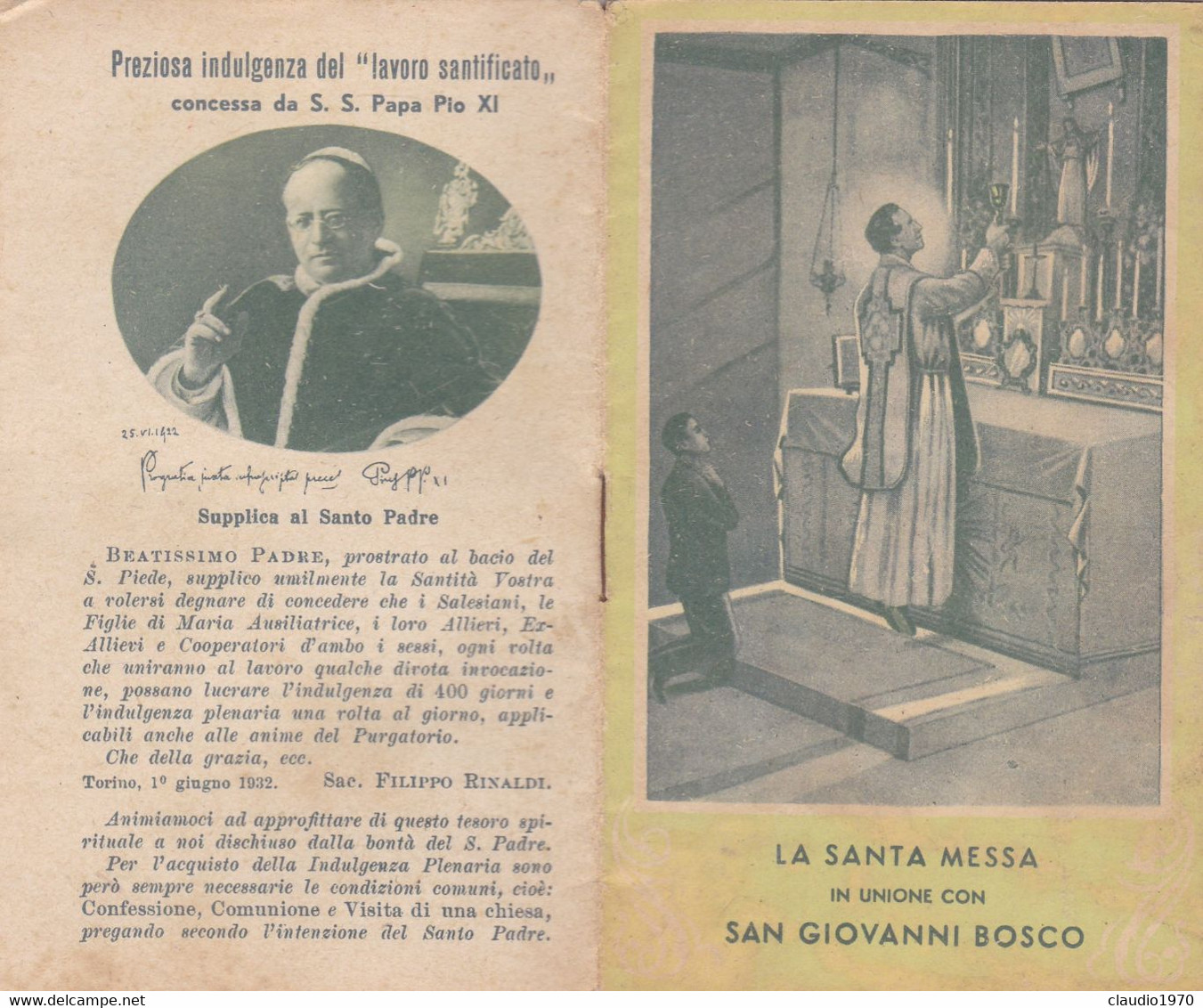 LIBRETTO - LA SANTA MESSA IN UNIONE CON SAN GIOVANNI BOSCO - SAN BENIGNO CANAVESE 1939 - Godsdienst