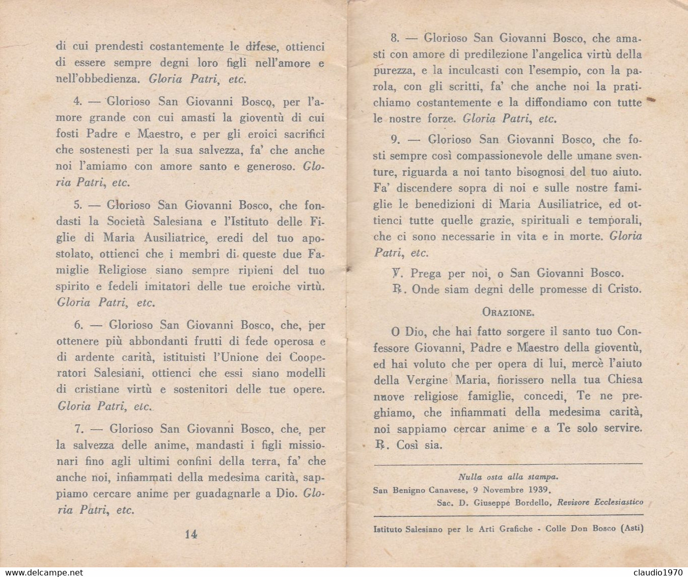 LIBRETTO - LA SANTA MESSA IN UNIONE CON SAN GIOVANNI BOSCO - SAN BENIGNO CANAVESE 1939