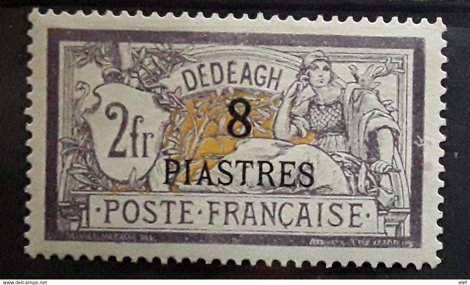 DEDEAGH 1902 , Type MERSON Surchargé Yvert No 16, 8 Piastres Sur 2 F Violet Et Jaune Neuf * MH TB - Neufs