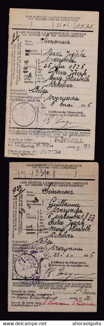 37/042 --  Collection OVERIJSE - 2 X Carte Caisse D' Epargne TP Houyoux 1926 -Cachets De La Commune Au Verso - Post-Faltblätter