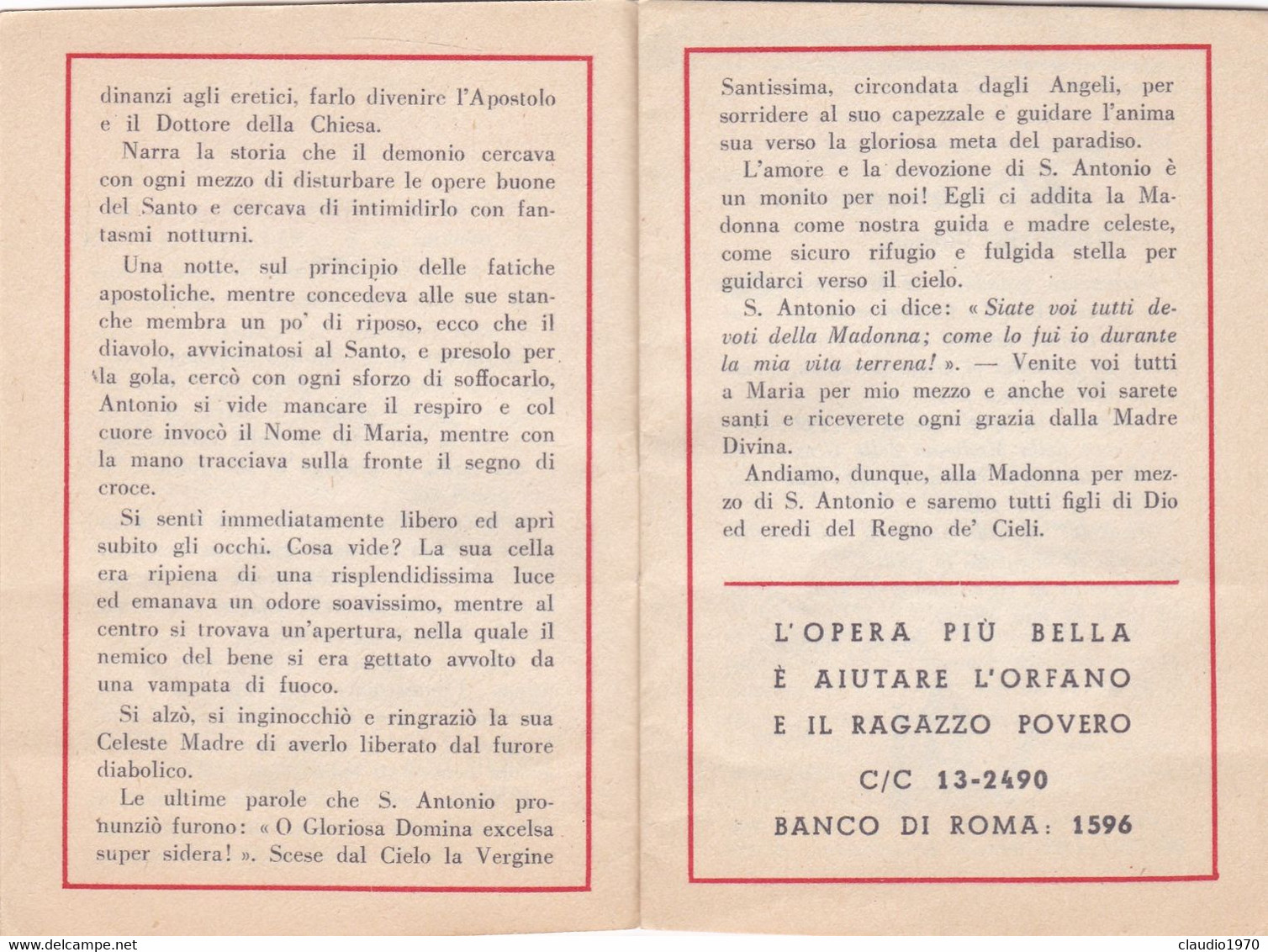 LIBRETTO  - RELIGIONE - PER ANTONIUM AD MARIAM - 1955 - Religión