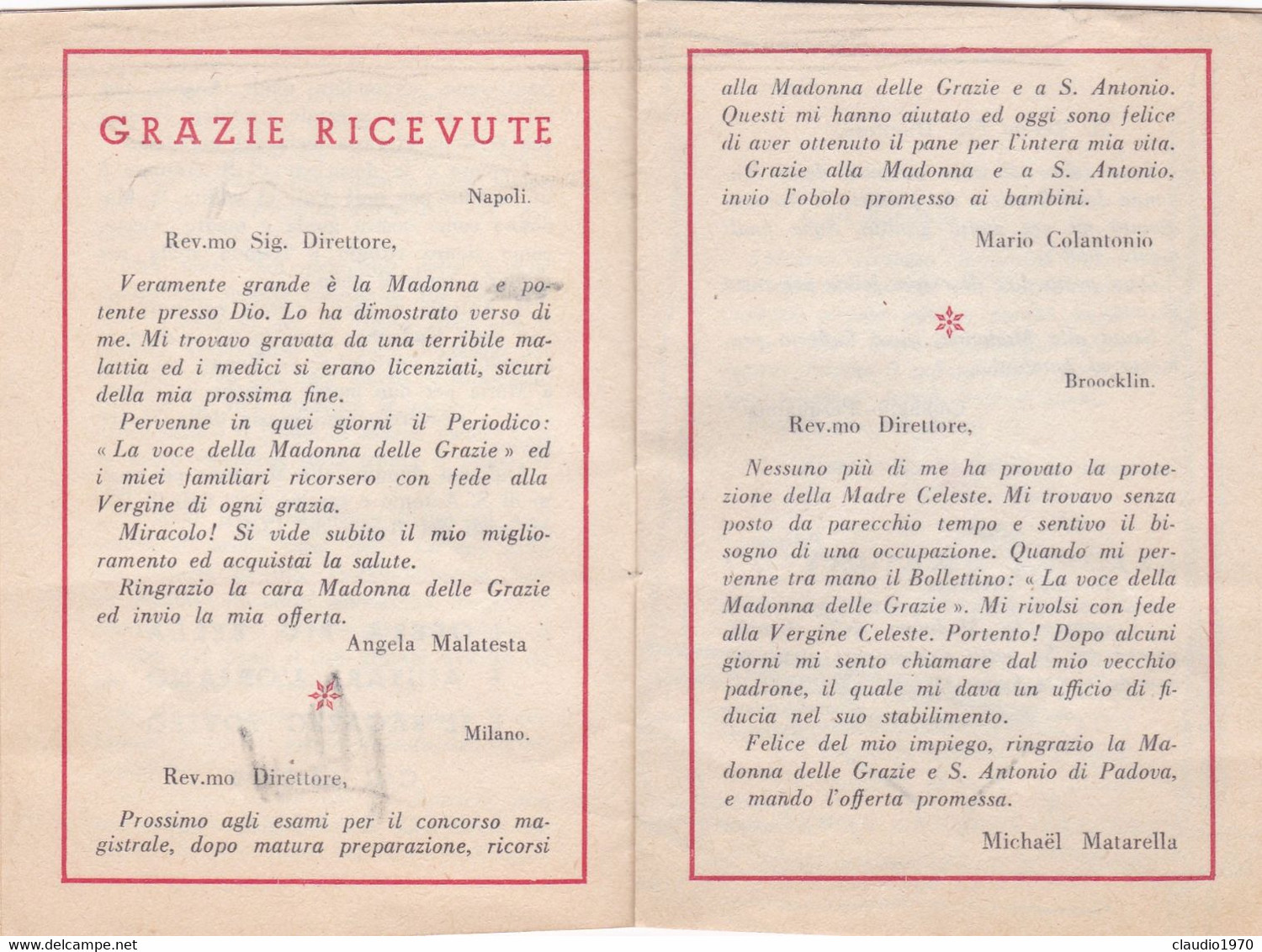 LIBRETTO  - RELIGIONE - PER ANTONIUM AD MARIAM - 1955 - Religión