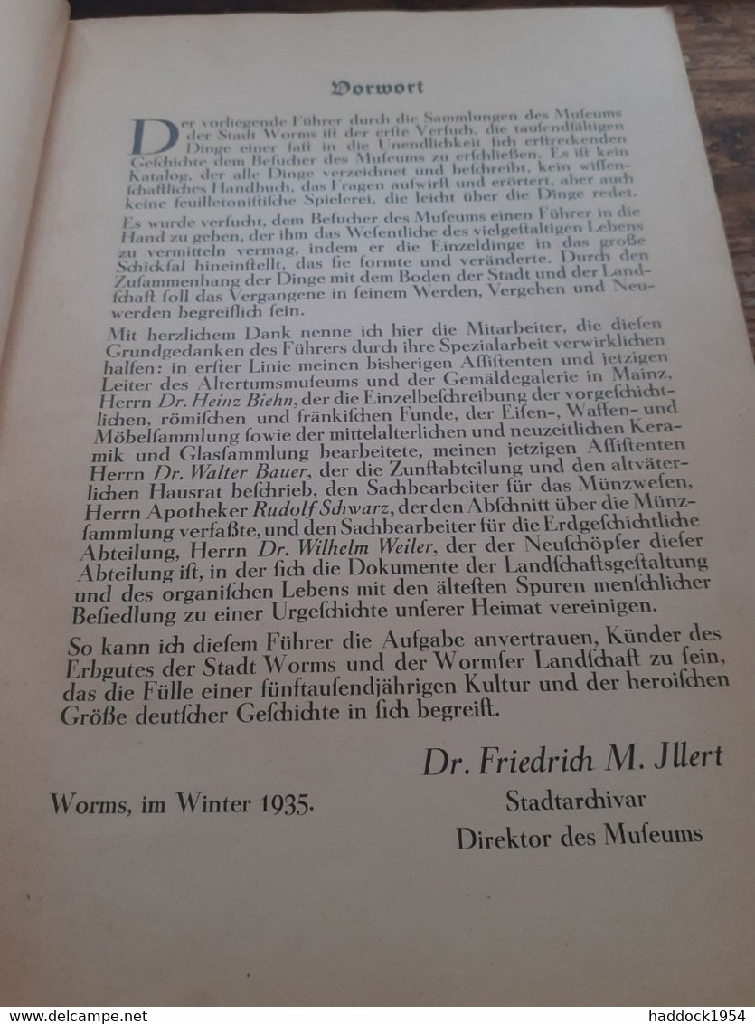 Museum Des Stadt WORMS Fuhrer Durch Die Sammlungen Im Andreasftift 1936 - Arqueología