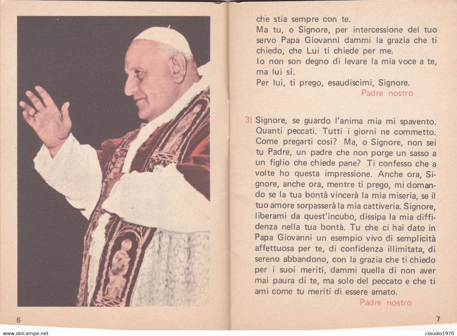 LIBRETTO  - RELIGIONE - PAPA GIOVANNI - COLLEGIO MISSIONARIO S. CUORE ANDRIA - Religión