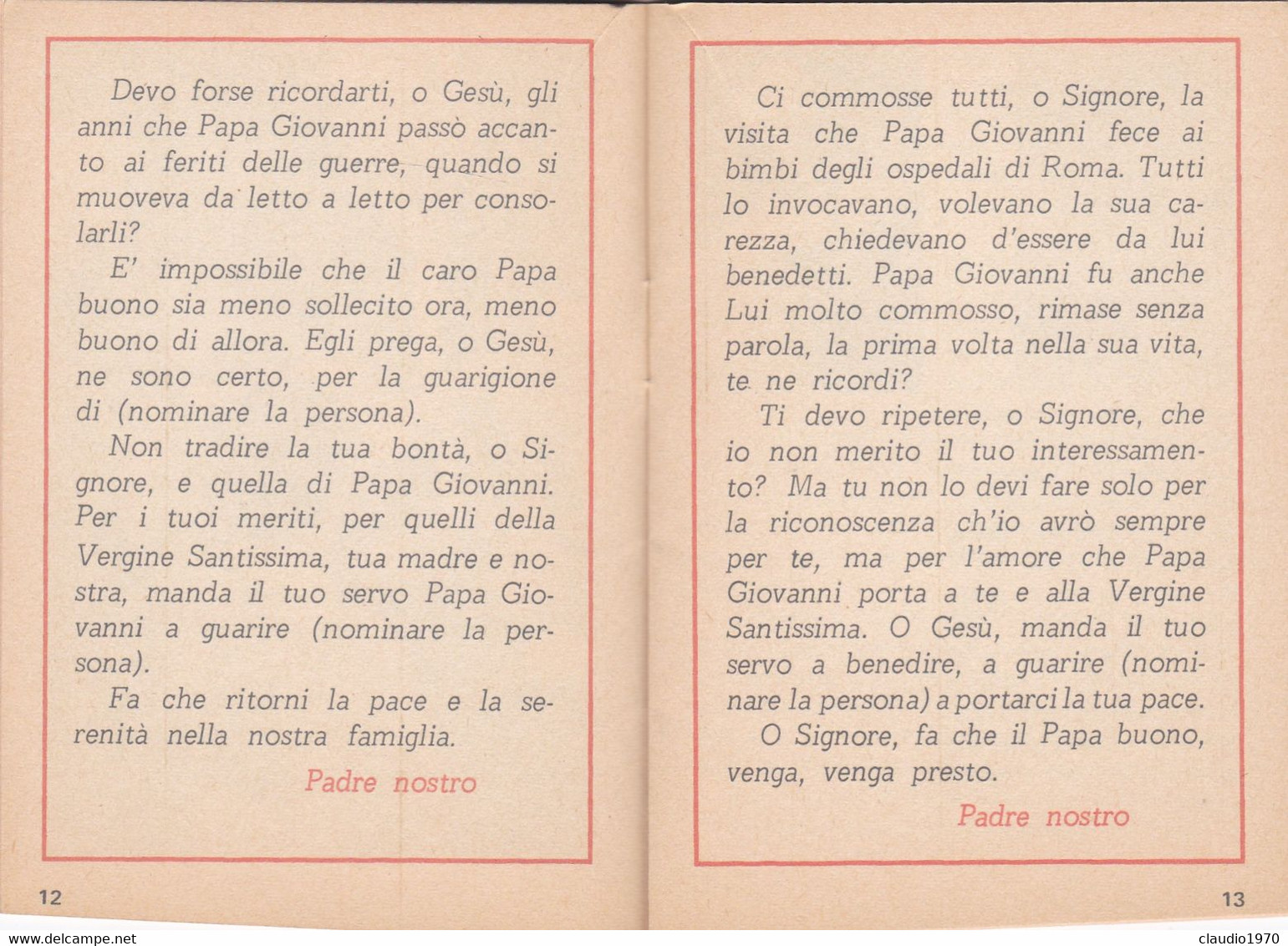 LIBRETTO  - RELIGIONE - PAPA GIOVANNI - COLLEGIO MISSIONARIO S. CUORE ANDRIA