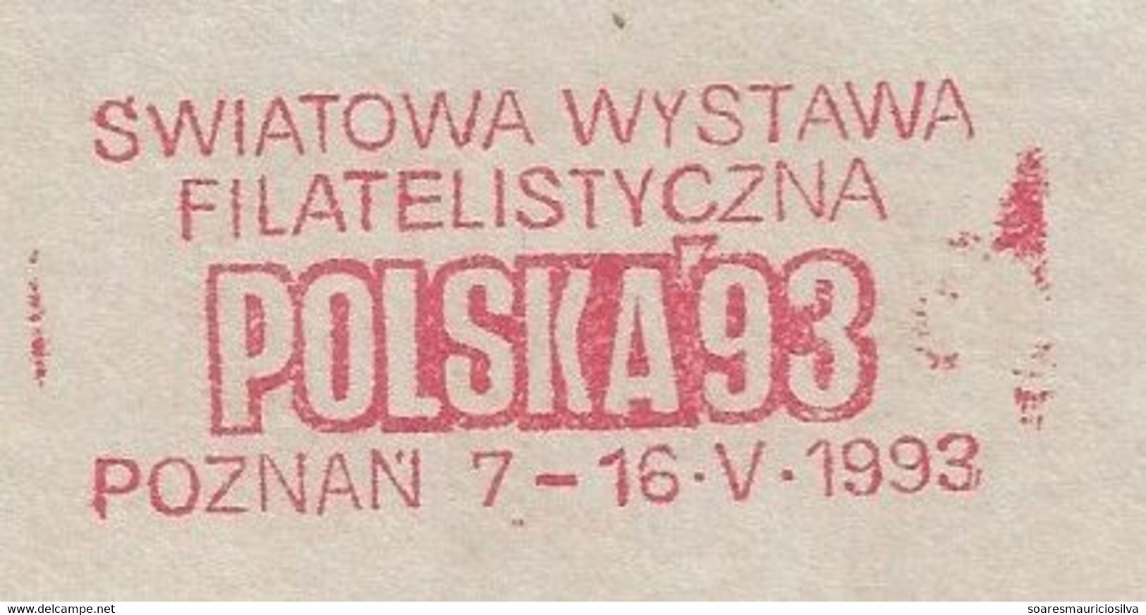 Poland 1992 Fragment Cover Meter Stamp Slogan World Philatelic Exhibition From Poznan - Brieven En Documenten