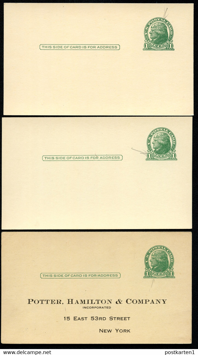 UX27 UPSS S37E 3 Postal Cards PLATE FLAWS INDICIA Mint/unused 1925-52 - 1921-40