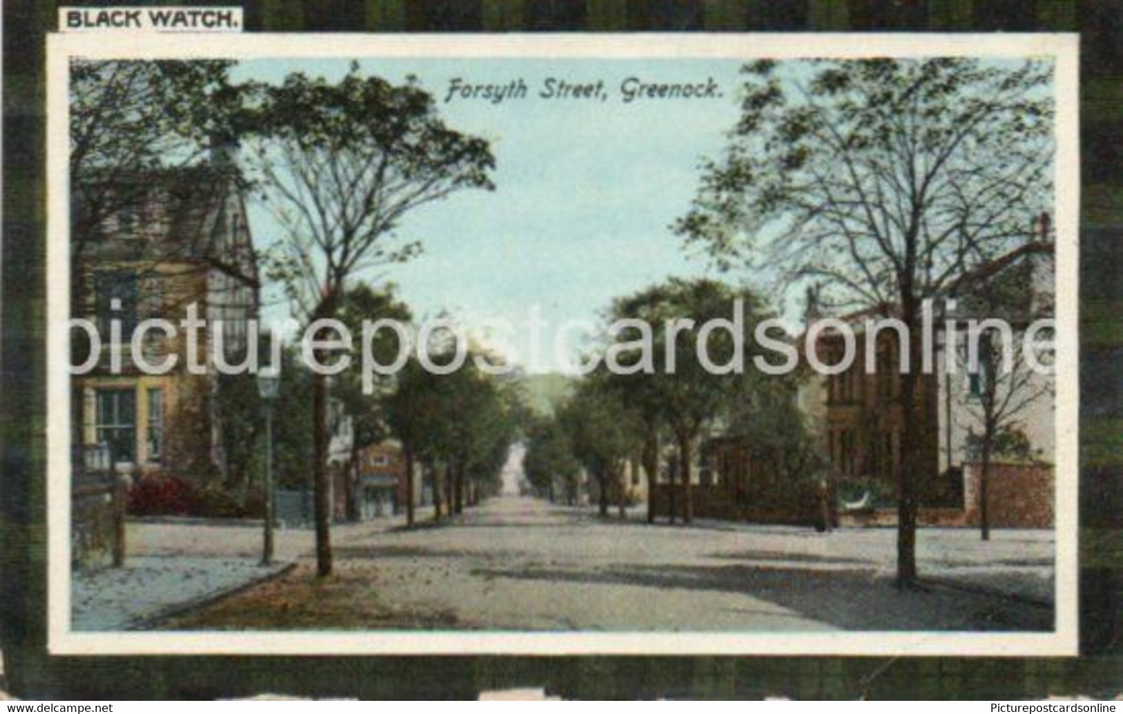 GREENOCK FORSYTH STREET OLD COLOUR TARTAN BORDERED POSTCARD BLACK WATCH SCOTLAND - Renfrewshire