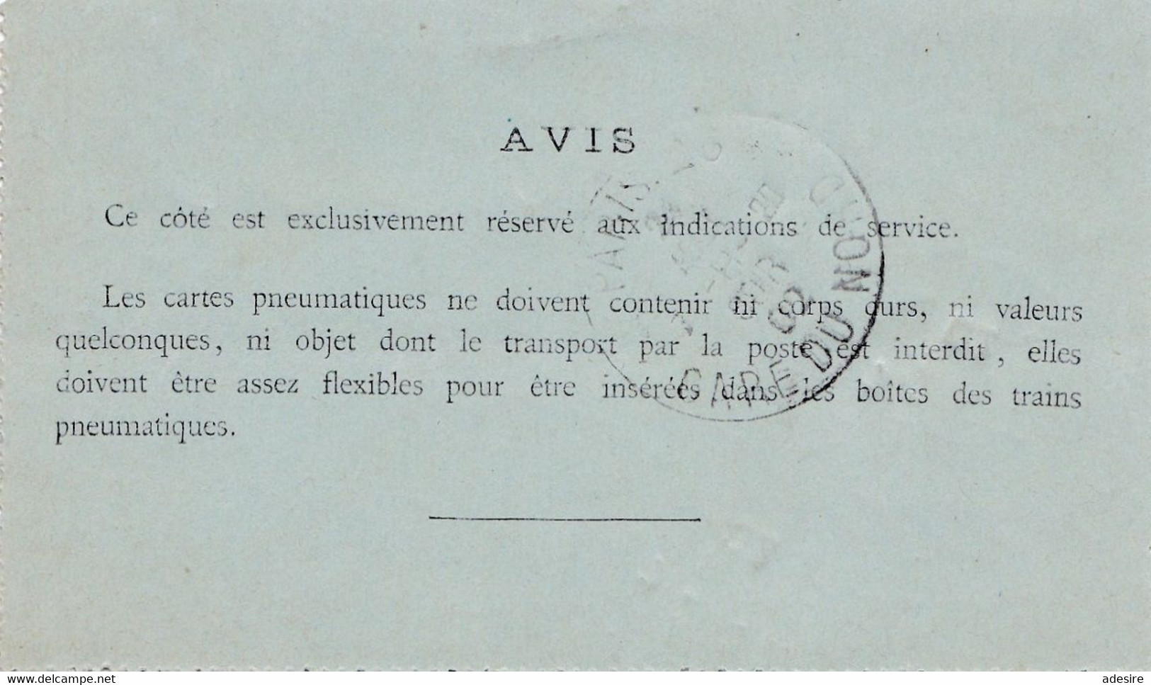 FRANKREICH 1902 - Carte Pneumatique Fermee Mit 50 F? Telegraphe Ganzsache Gel.v.Paris > ? .. - Storia Postale