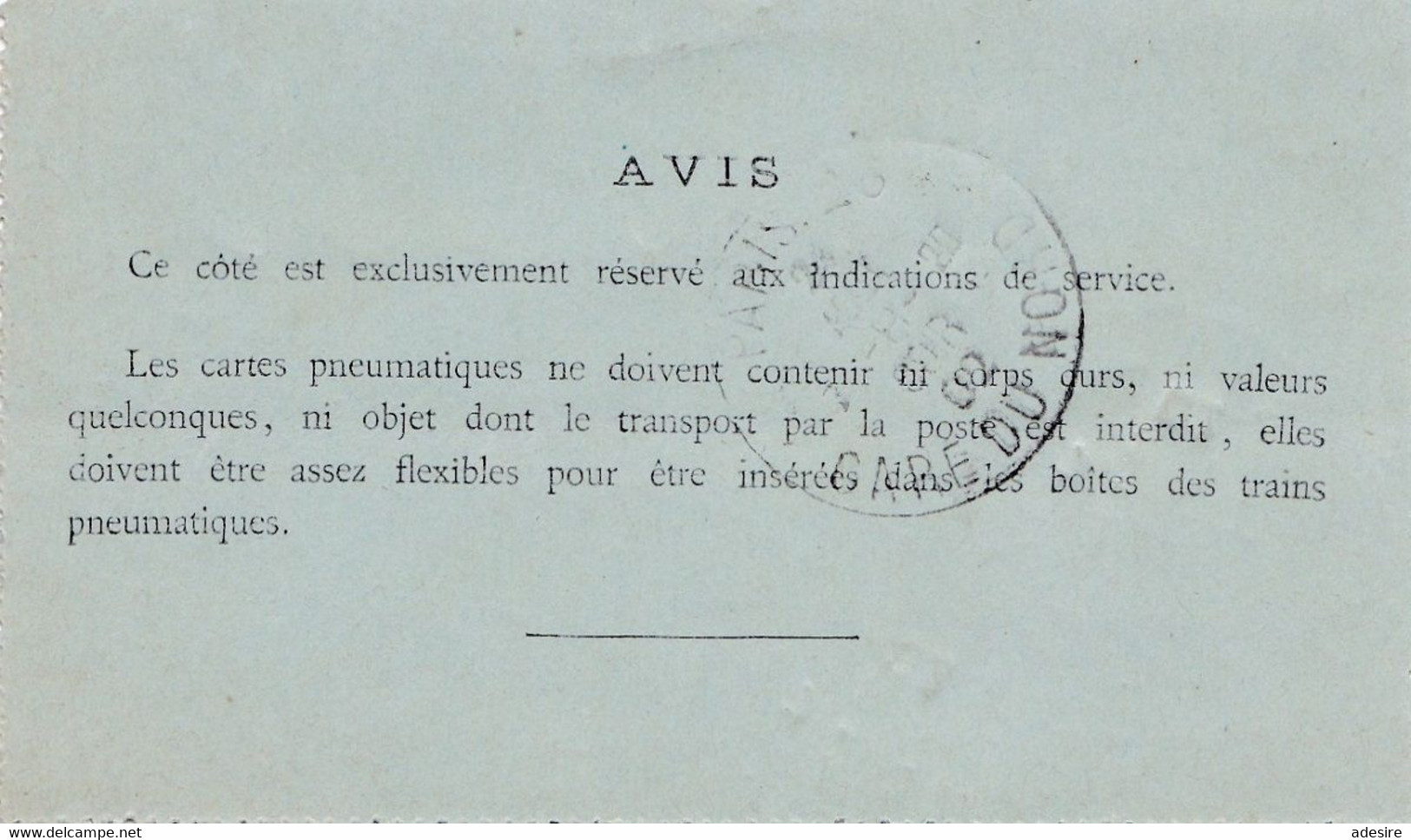 FRANKREICH 1902 - Carte Pneumatique Fermee Mit 50 F? Telegraphe Ganzsache Gel.v.Paris > ? .. - Briefe U. Dokumente