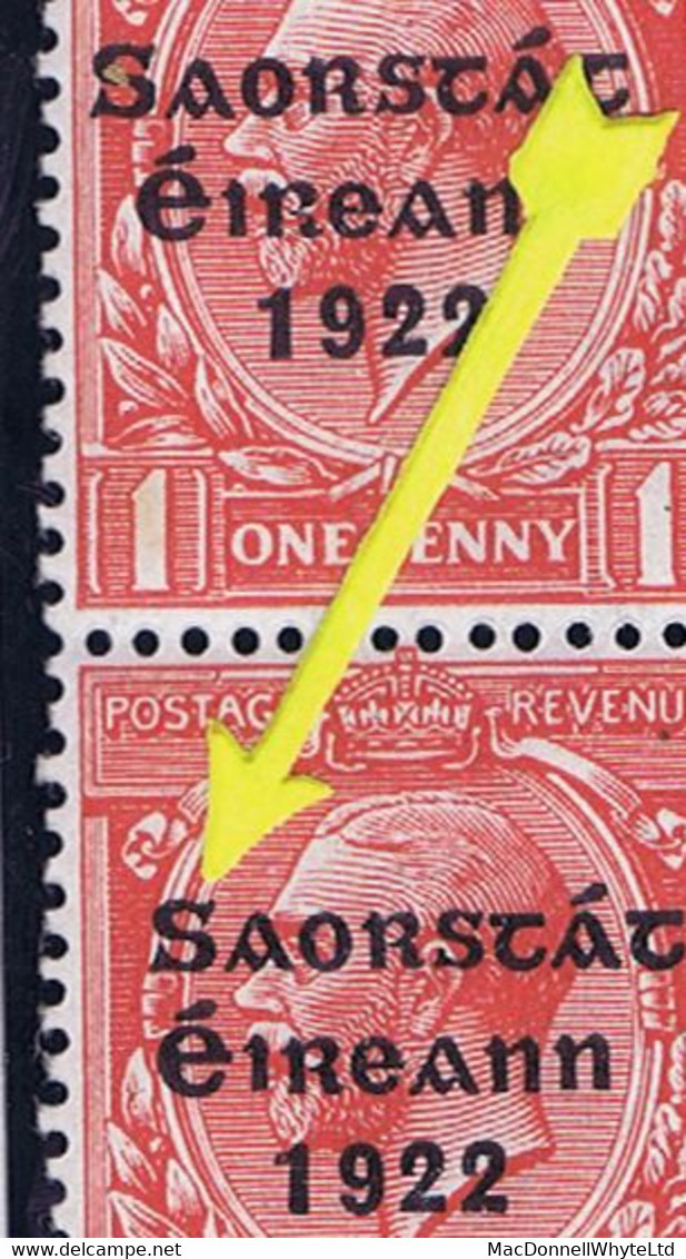 Ireland 1922-23 Thom Saorstat 1d Var "S Over E" Row 10/10 In A Block Of 6 Fresh Mint - Ungebraucht