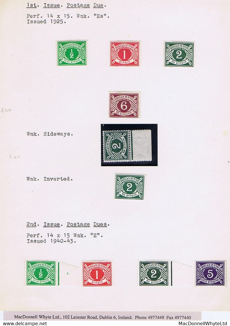 Ireland Postage Dues 1925 Watermark Se Set Of 4, Plus 2d Wmk Sideways, 2d Wmk Inverted, Also 1940 ½d 1d 2d 5d,mint Hinge - Portomarken