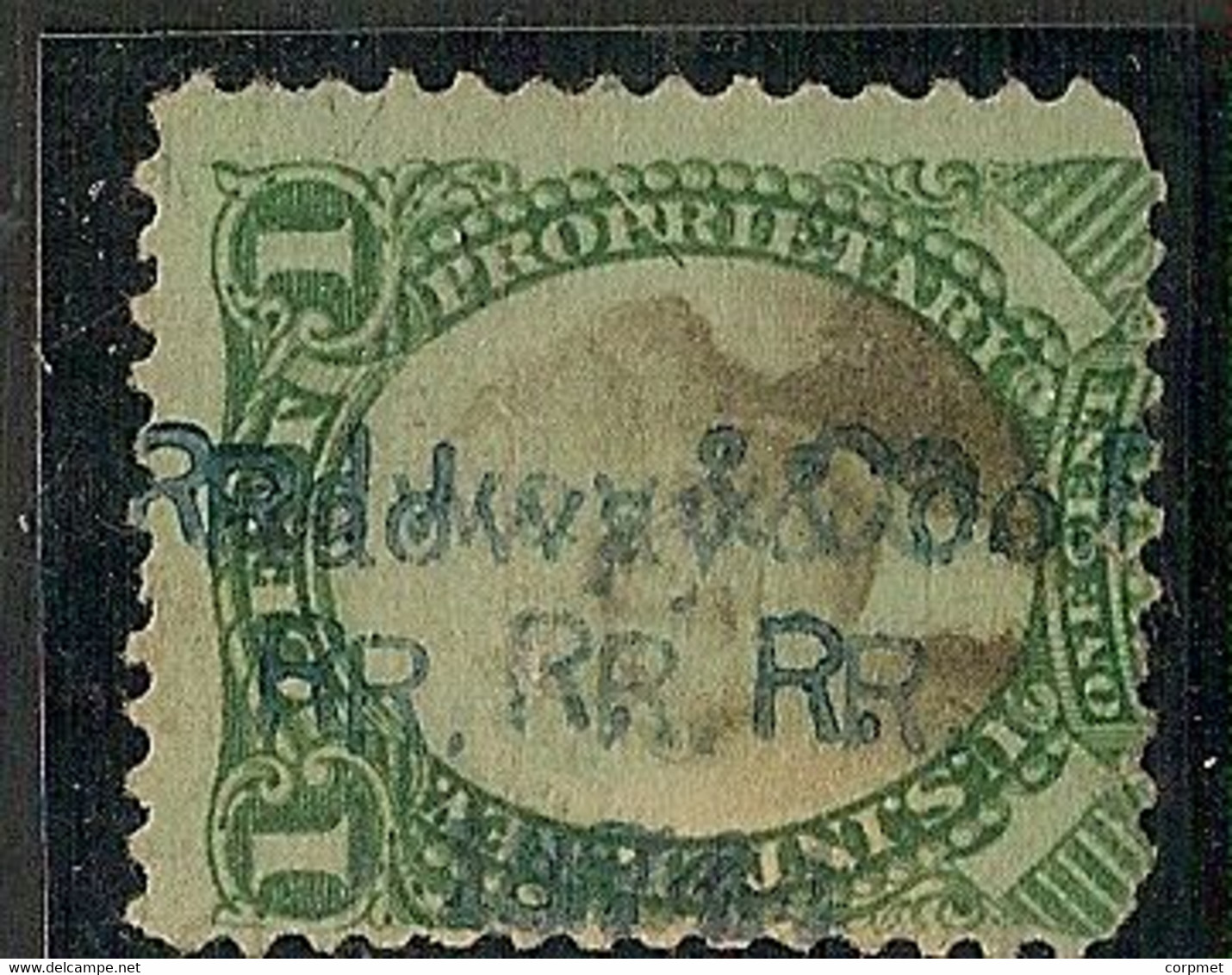 US - PROPRIETARY STAMPS - 1871/4 Sc RB1 - Green Paper -double Printed Cancellation -VARIETY At Right FLOW LINE -  UNUSED - Revenues