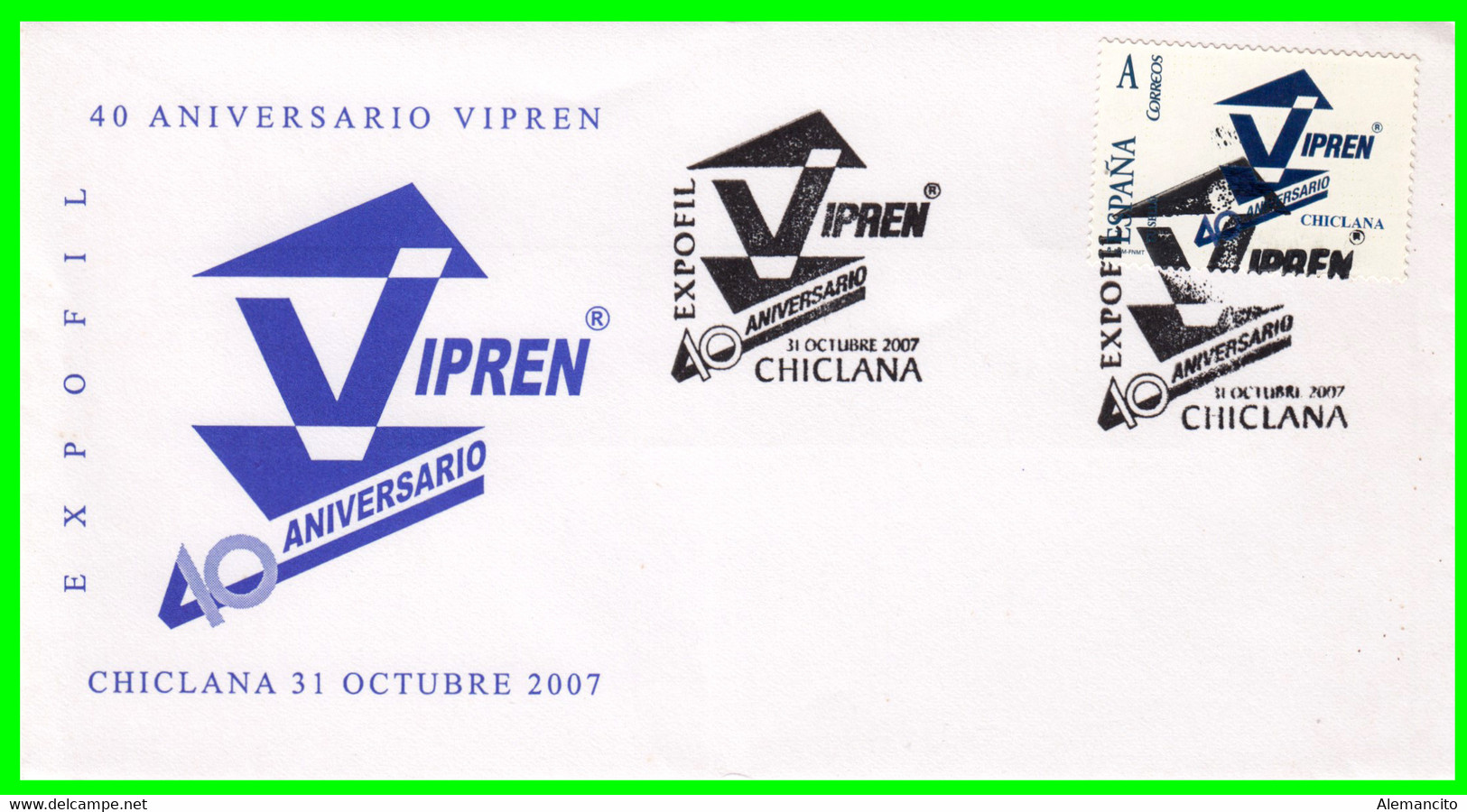 SOBRE EXPOSICION FILATELICA  ( EXPOFIL ) CON MATASELLO EN CHICLANA ( CADIZ ) AÑO 2007 - Autres & Non Classés