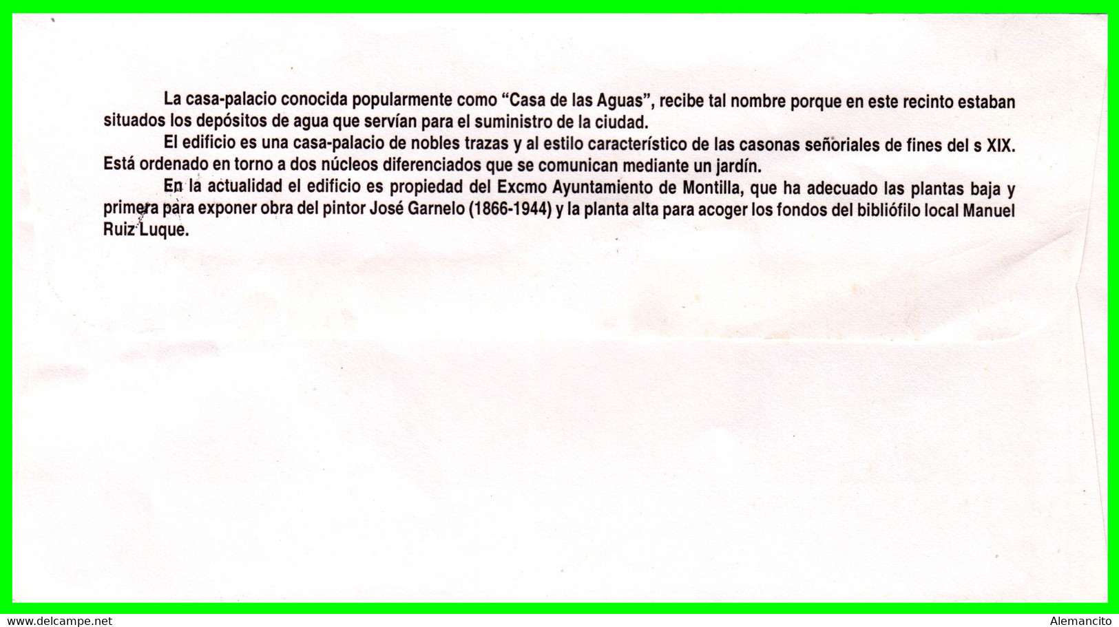 SOBRE ( CASA DE LAS AGUAS ) CON MATASELLO MONTILLA AÑO 2006 - Autres & Non Classés