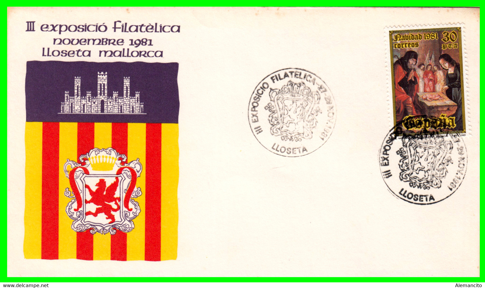 SOBRE II EXPOSICION FILATELICA ( LLOSETA-MALLORCA ) CON MATASELLO AÑO 1981 - Sonstige & Ohne Zuordnung