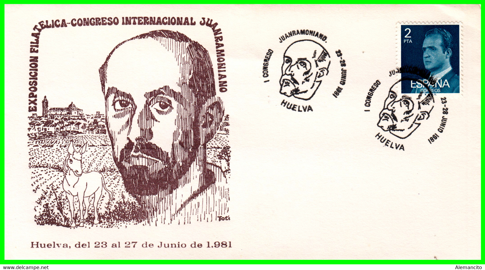 SOBRE II EXPOSICION FILATELICA CONGRESO INTERNACIONAL ( HUELVA ) CON MATASELLO AÑO 1981 - Sonstige & Ohne Zuordnung