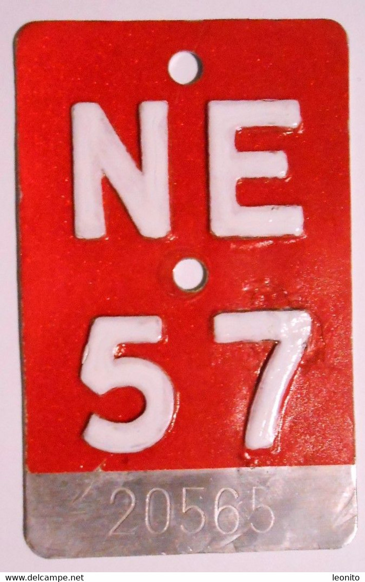 Velonummer Neuenburg NE 57 - Plaques D'immatriculation