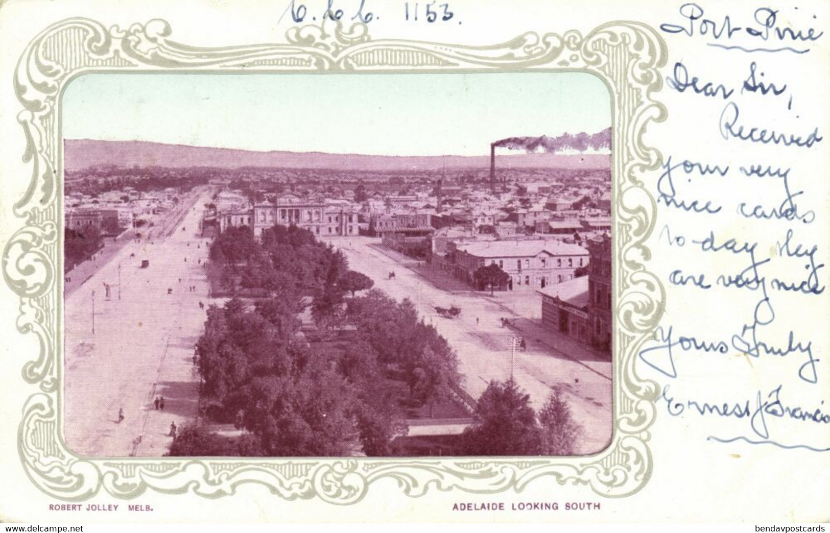 Australia, SA, ADELAIDE, View Looking South (1903) Postcard - Adelaide