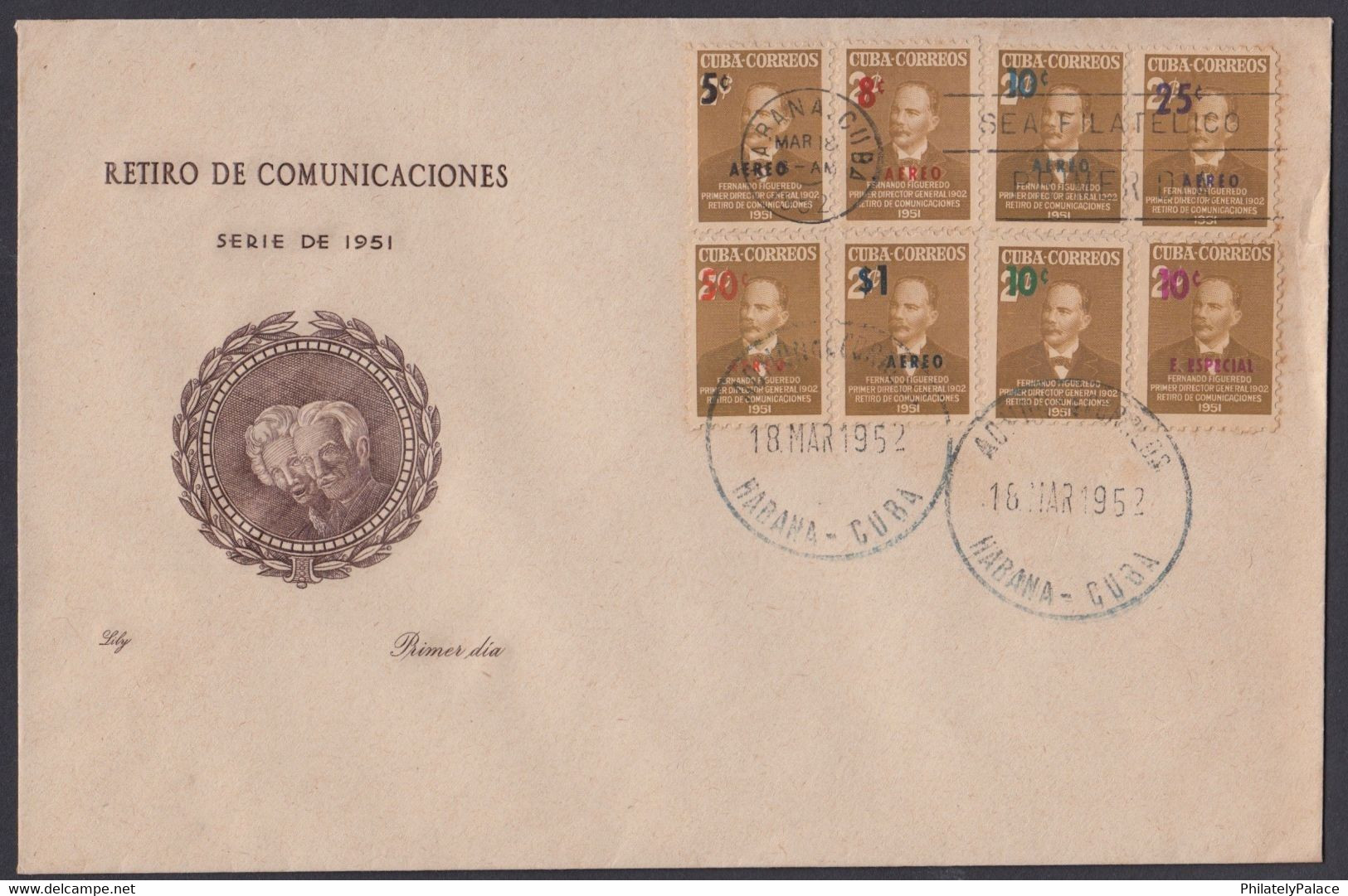 CUBA 1952 FDC Of Withdrawal Of Communication , Cache Lily RARE (**) - Briefe U. Dokumente