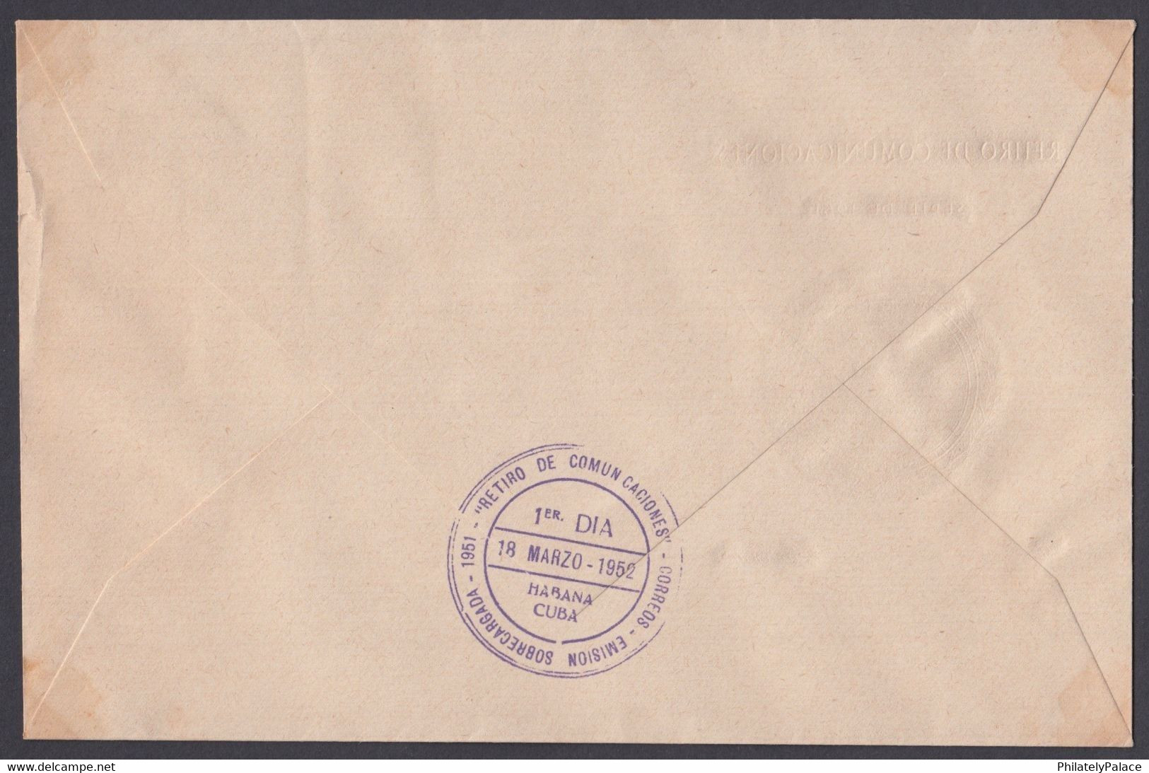 CUBA 1952 FDC Of Withdrawal Of Communication , Cache Lily RARE (**) - Briefe U. Dokumente