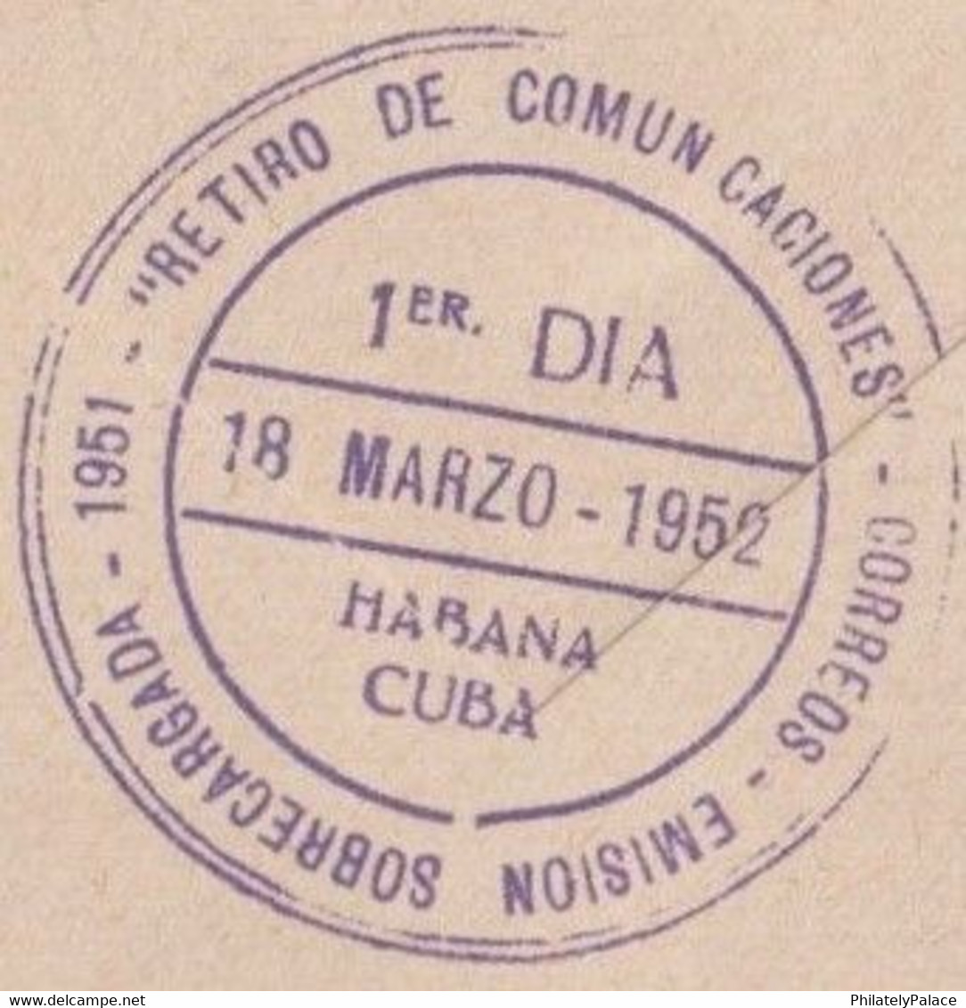 CUBA 1952 FDC Of Withdrawal Of Communication , Cache Lily RARE (**) - Brieven En Documenten