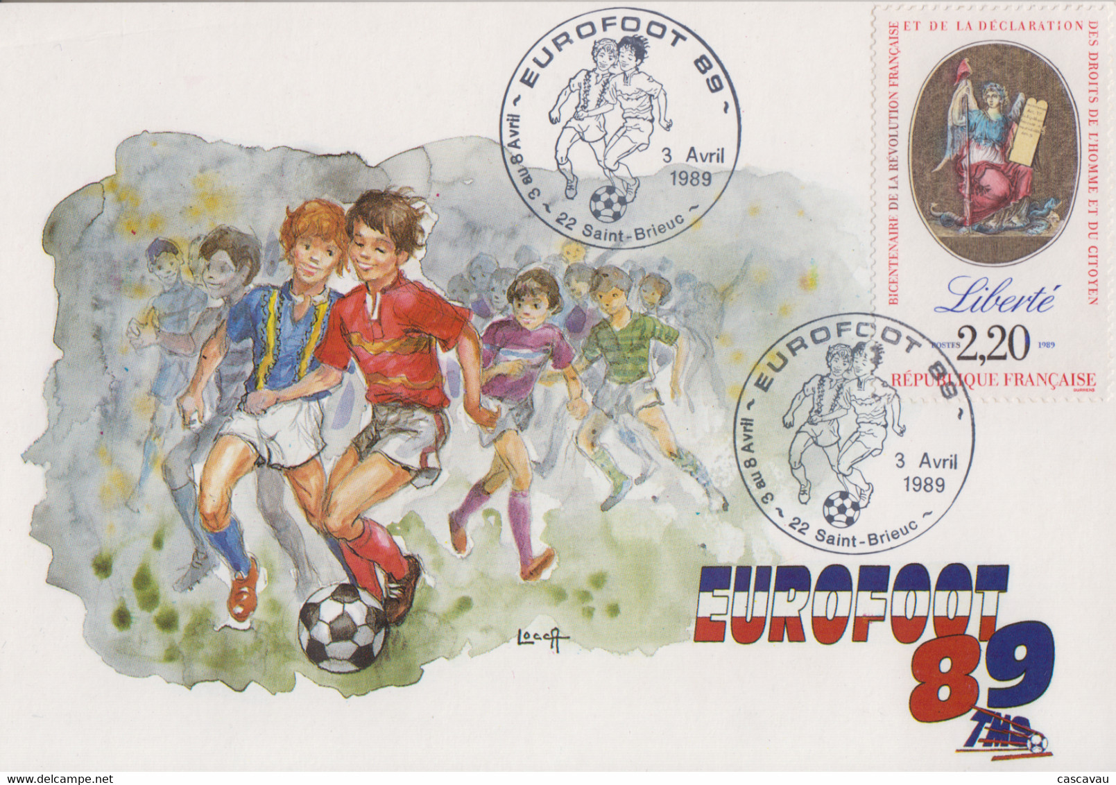 Carte   FRANCE    EUROFOOT   89    SAINT  BRIEUC    1989 - Storia Postale