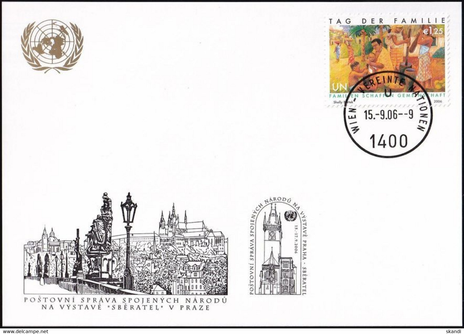 UNO WIEN 2006 Mi-Nr. 280 WEISSE KARTE - PRAG 15.09.2006 - Covers & Documents