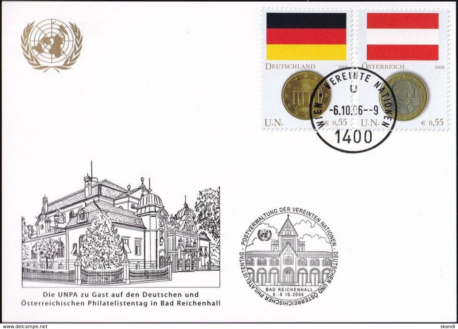 UNO WIEN 2006 Mi-Nr. 282 WEISSE KARTE - PHILATELISTENTAG BAD REICHENHALL 06.10.2006 - Storia Postale