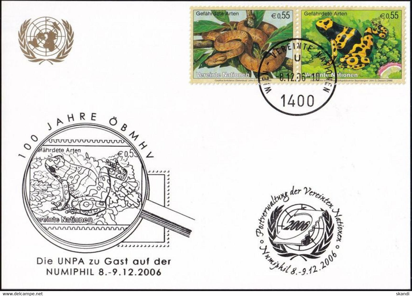 UNO WIEN 2006 Mi-Nr. 284 WEISSE KARTE - NUMIPHIL 08.12.2006 - Storia Postale