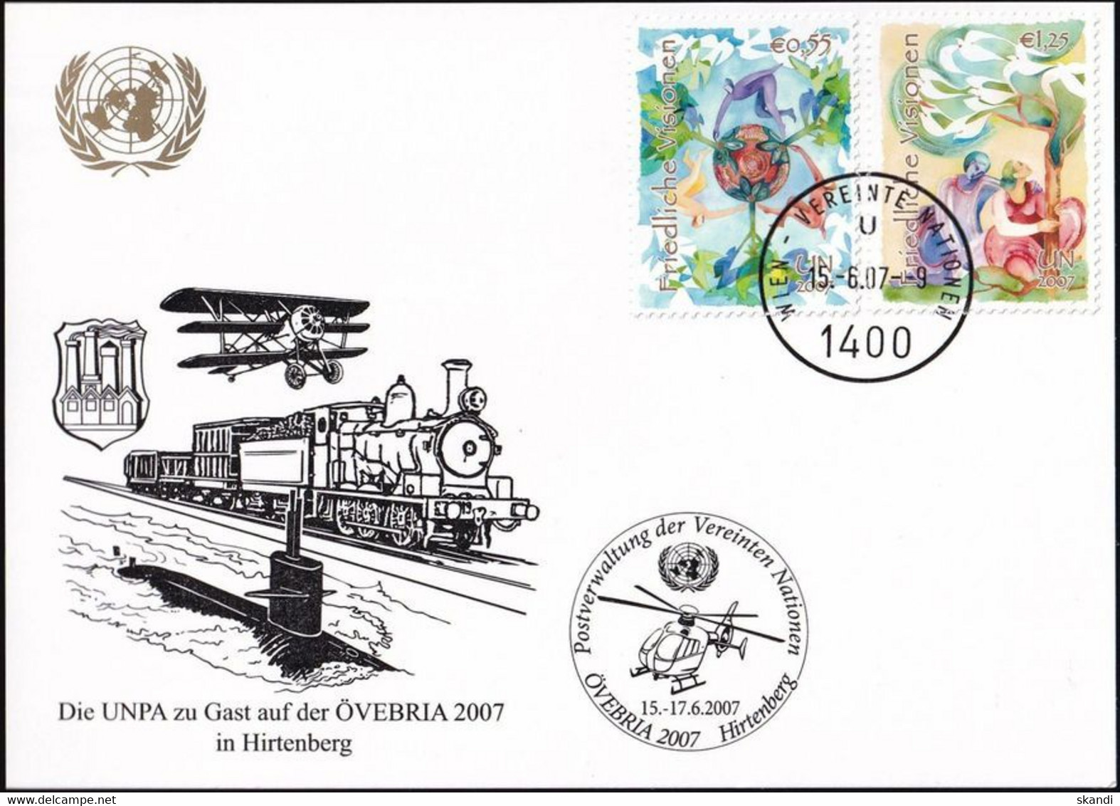 UNO WIEN 2007 Mi-Nr. WEISSE KARTE - ÖVEBRIA HIRTENBERG 15.06.2007 - Covers & Documents