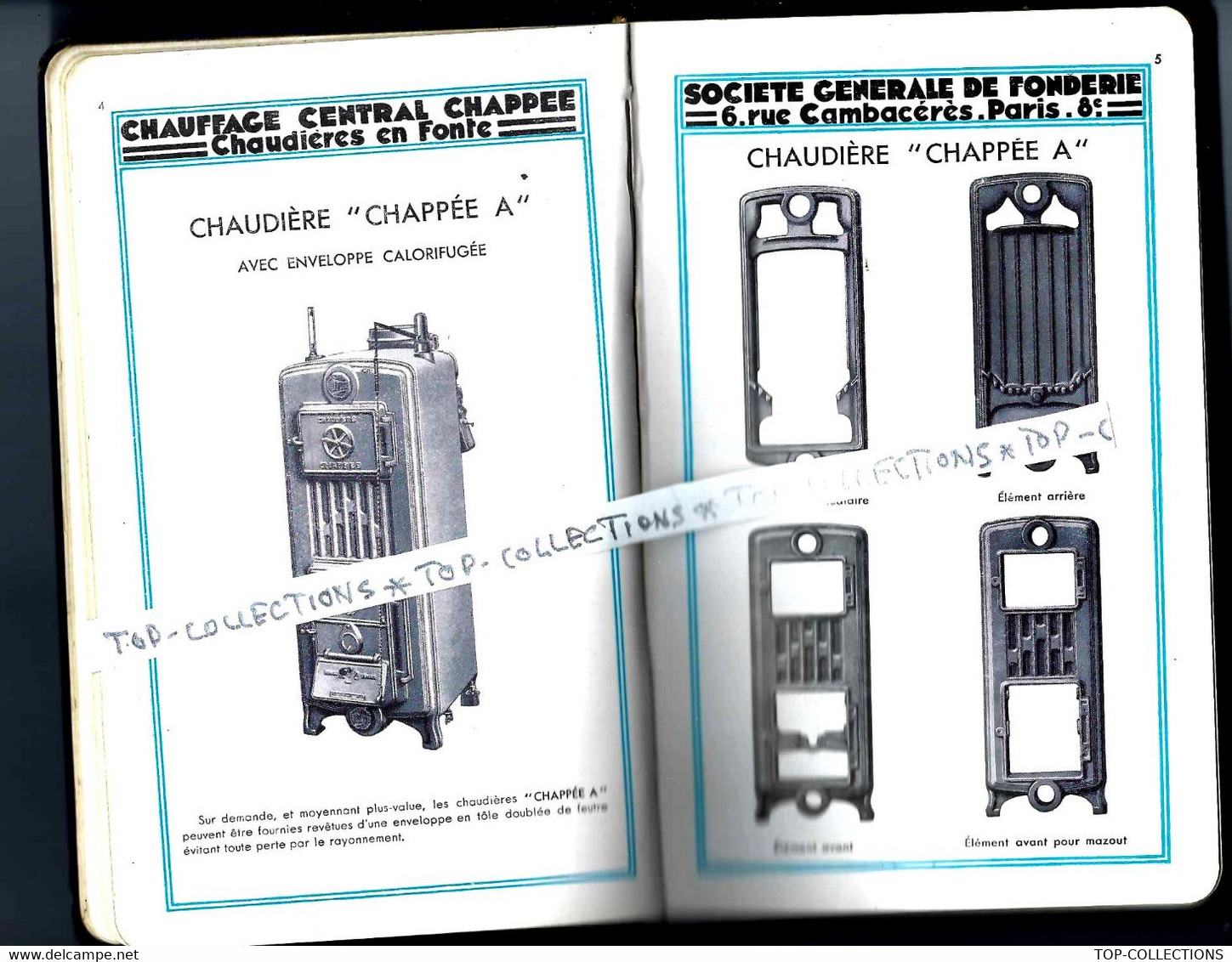 1931 SUPERBE CATALOGUE CHAPPEE  CHAUFFAGE CENTRAL PARIS ET AUTRES LIEUX  150 Pages EXCEPTIONNELLE DOCUMENTATION V.SCANS - 1900 – 1949