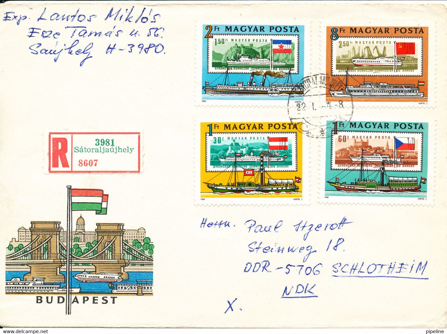 Hungary Registered Cover Sent To Germany DDR 4-1-1982 Topic Stamps Stamps On Stamps - Covers & Documents