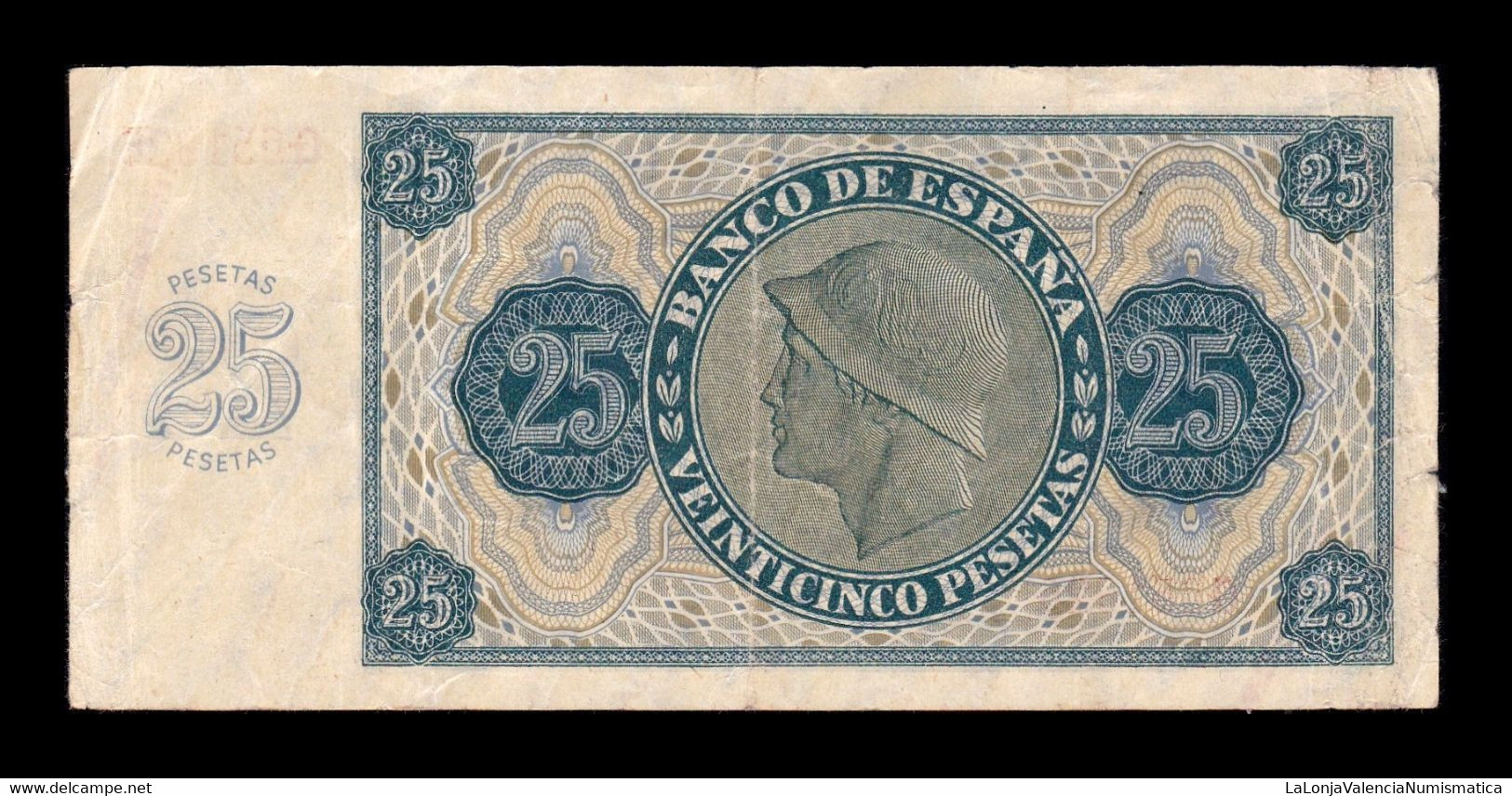 España Spain 25 Pesetas Burgos 1936 Pick 99 Serie G BC/MBC F/VF - 25 Pesetas