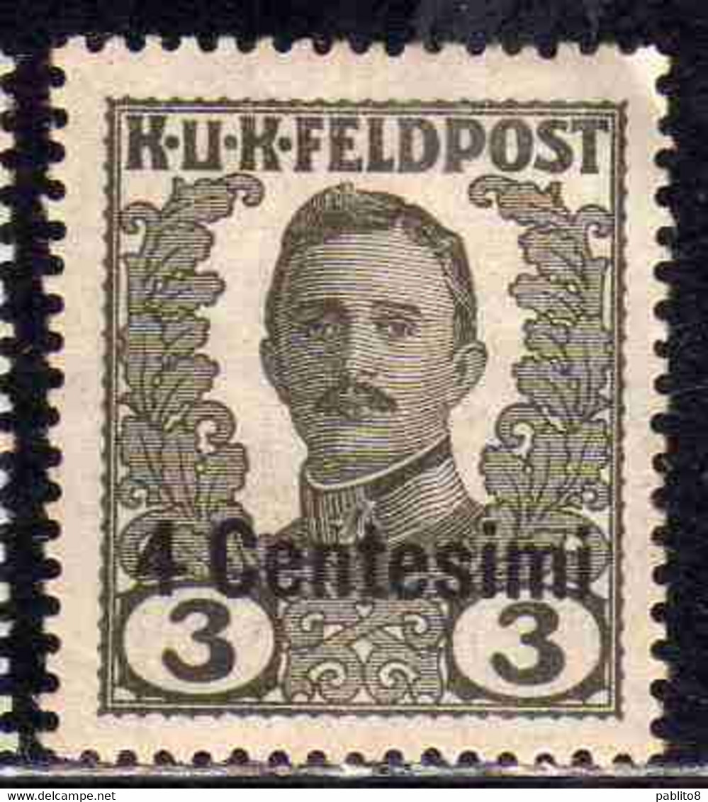 AUSTRIAN OCCUPATION OCCUPAZIONE AUSTRIACA 1918 EMPEROR IMPERATORE CARL CARLO I NON EMESSI NOT ISSUE CENT. 4c Su 3h MH - Occ. Autrichienne